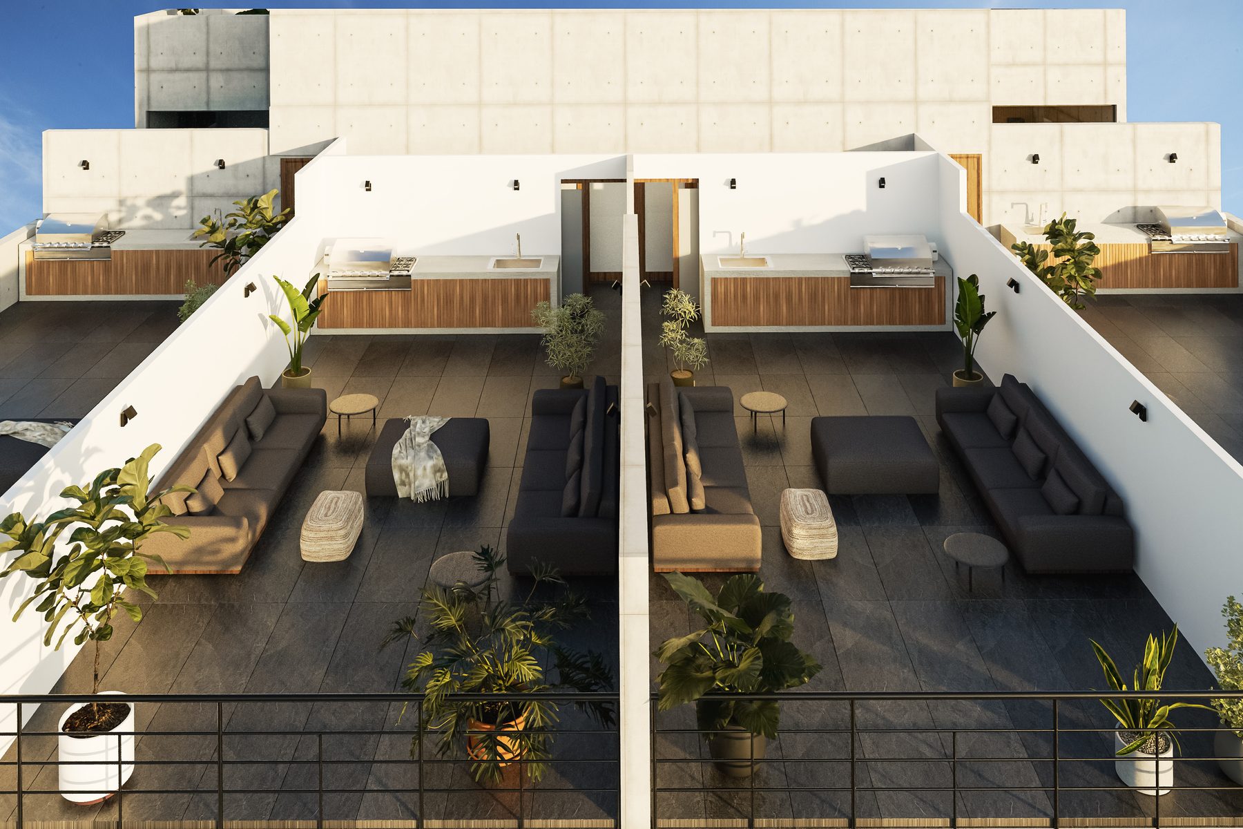 Roof garden privado con asadores y zona de estar